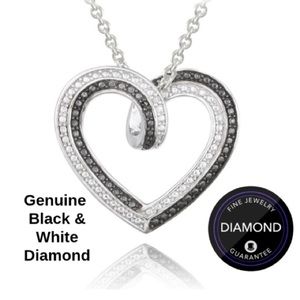 Beautiful !New Silver heart Genuine diamonds